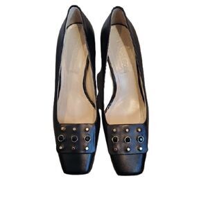 Vintage Napoleoni Women's Black Leather Shoes Made in Italy Size 38